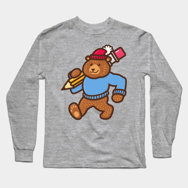 The Pencil Bear Long Sleeve T-Shirt by DangerHuskie